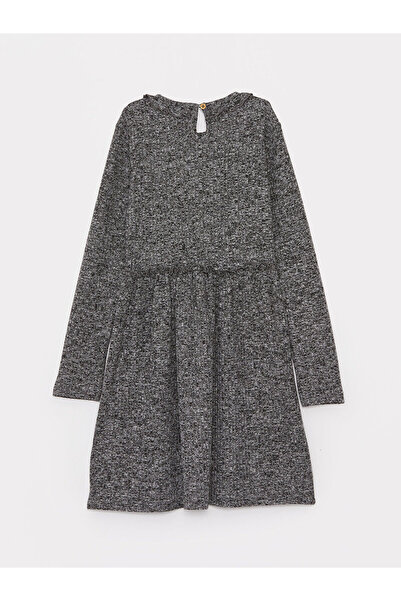 LC Waikiki Gray Crew Neck Long Sleeve Girls' Dress