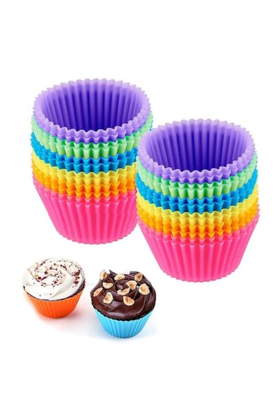 Luoistu Set of 24 Silicone Muffin Baking Cups, Multicolor, BPA-Free, Reusable