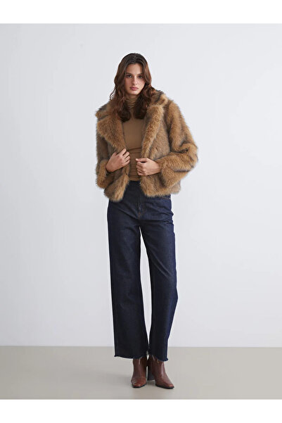 LC Waikiki LCW Vision Kahverengi Ceket Yaka Kadın Kürk Mont
