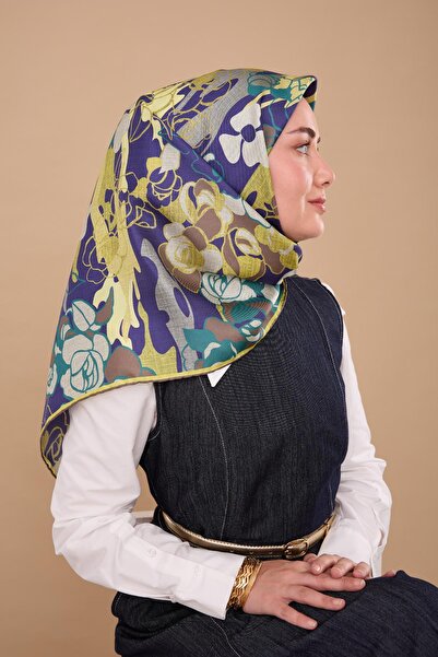 Silk Home Morcivert Green Floral Pattern Tivil Woven Pure Silk Scarf-Kvs0888