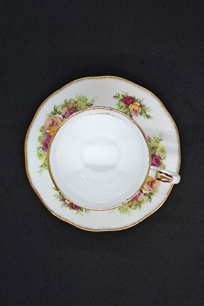 Elizabethan Staffordshire Hand Decorated Fine Bone China Yellow Red Double Coffee Cup 130 ml