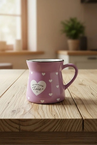 Elista Ceramic Cup with Handle Heart Pattern Colorful 150 Cc