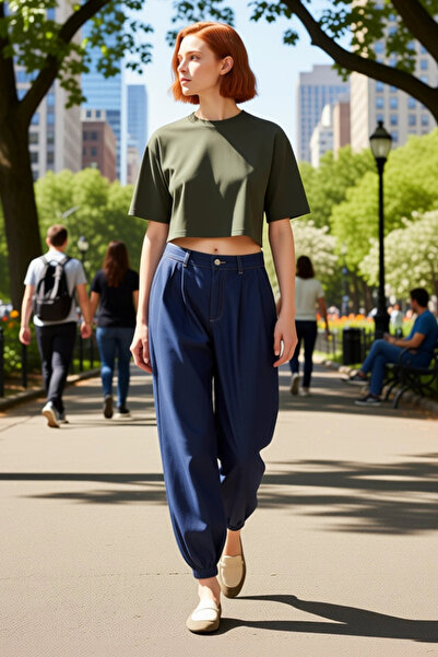 PayBuy Pantaloni din denim cu pliuri pentru femei, închis la culoare, croială largă Funcțional Durabil Calitate Confortabil Estetic