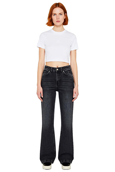 PayBuy Women's Anthracite High Waist Flare Denim Pants Functional Durable Quality Comfortable Stylish