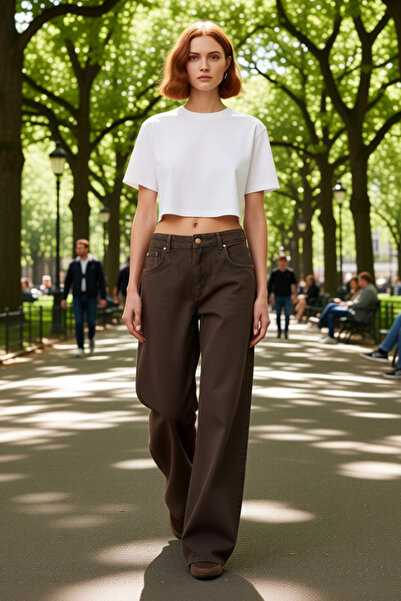 PayBuy Women's Leather-Look Wide Leg Jeans Functional Durable Quality Comfortable Modern