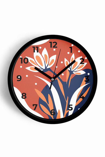 JHAAR Abstract - Ceas de perete modern cu flori boeme - 30 cm - Carcasă neagr...