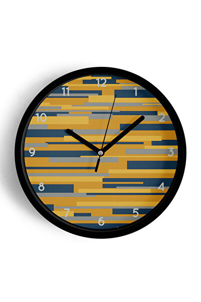 JHAAR Ceas de perete cu design modern - 30 cm - Carcasă neagră cu sticlă fron...