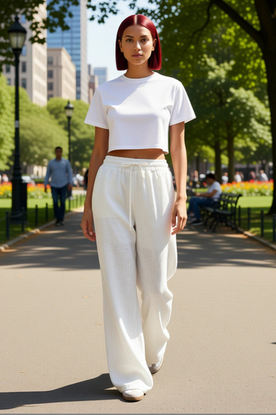 PayBuy Women's Linen Look Wide Leg Pants Functional Durable Quality Comfortable Aesthetic Stylish