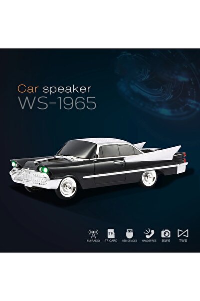 ERMER WS - 1965 Nostaljik Araba Görünümlü Taşınabilir Kablosuz Radyolu Blueto...