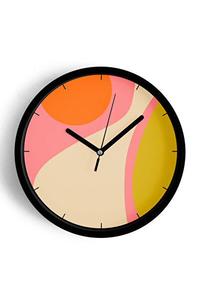 JHAAR Ceas de perete cu design modern abstract - 35 cm - Carcasă neagră cu st...