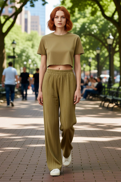 PayBuy Women's High Waist Textured Wide Leg Pants Functional Durable Quality Comfortable Modern