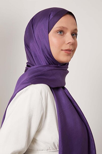 Levidor Purple Honeycomb Pattern Monogram Silk Shawl