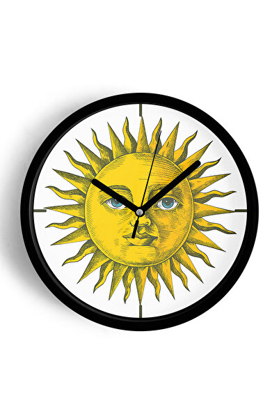 JHAAR Ceas de perete modern în stil retro cu figurină soare - 35cm - Carcasă ...