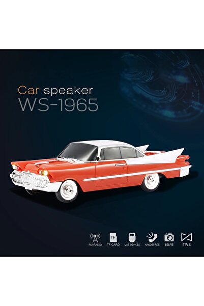 ERMER WS - 1965 Nostaljik Araba Görünümlü Taşınabilir Kablosuz Radyolu Blueto...