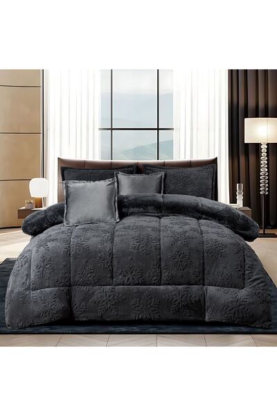 Moon Hotel-style winter single bed set, warm faux fur, 4 pieces, elegant design, quilt size 160*220cm