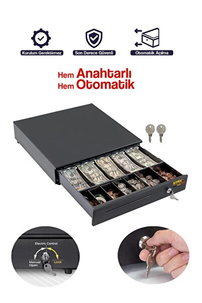 STAXX POWER Büyük Boy Çelik Elektronik Para Çekmecesi – 5 Kağıt Para ve 5 Met...