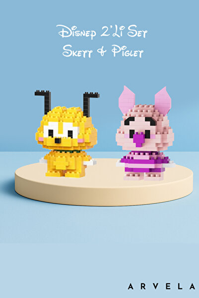 Arvela Mini Blok Oyuncak Figür Seti 2’li – Skett ve Piglet | Mikro Blok Kolek...