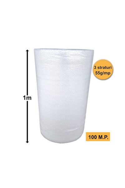 OEM Folie cu bule mică, 3 straturi, 55 g/m², 1 m x 100 m (100 m²)