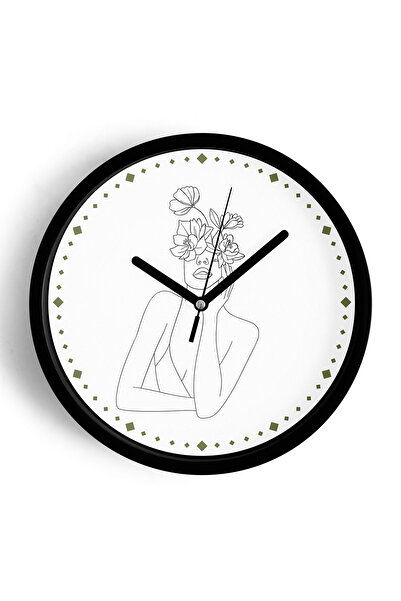 JHAAR Ceas de perete modern minimalist cu siluetă florală de femeie - 25 cm -...