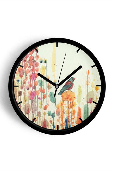 JHAAR Natură abstractă - Ceas de perete modern cu tematică peisaj cu păsări -...