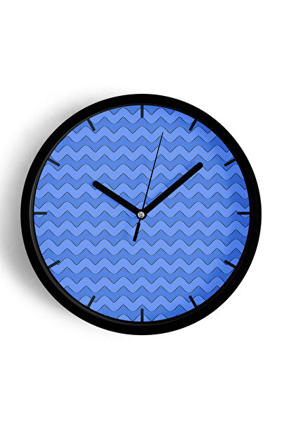 JHAAR Ceas de perete modern cu design ondulat - 30 cm - Carcasă neagră cu sti...