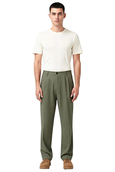 PayBuy Men's Anthracite Pleated Baggy Fit Fabric Trousers Functional Durable Quality Comfortable Stylish