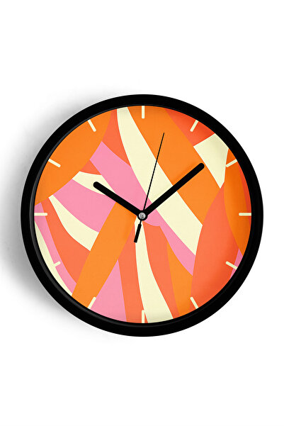 JHAAR Ceas de perete cu design modern - 35 cm - Carcasă neagră cu sticlă fron...