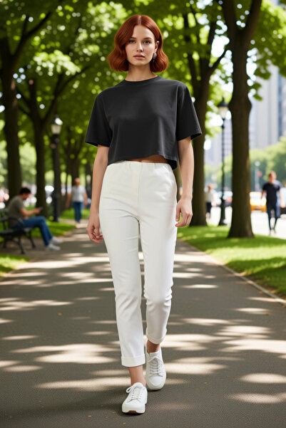 PayBuy Women's Gabardine Cigarette Pants High Waist Stretchy Fabric Functional Durable Quality Stylish