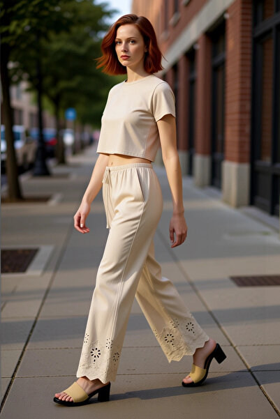 PayBuy Women's Poplin Wide Leg Pants High Waist Functional Durable Quality Comfortable Modern