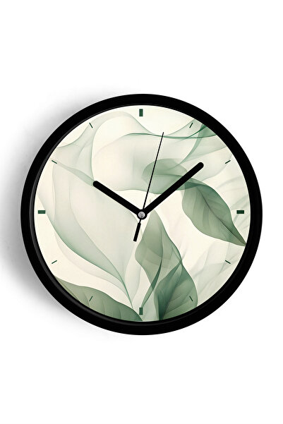 JHAAR Ceas de perete modern cu design abstract cu frunze - 25 cm - Carcasă ne...