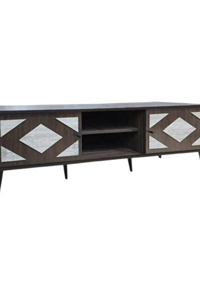 Bec4 Modern TV stand (160 cm) - Design with drawers and geometric pattern