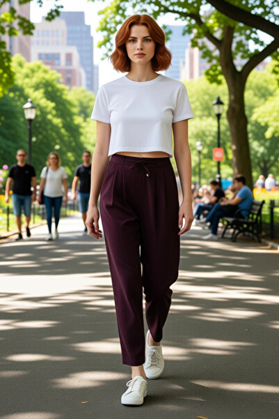 PayBuy Women's Khaki High Waist Harem Cut Lace-Up Pants Functional Durable Quality Aesthetic