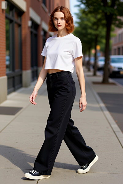 PayBuy Pantaloni din denim cu picioare largi talie înaltă pentru femei Funcțional Durabil Calitate Confortabil Estetic