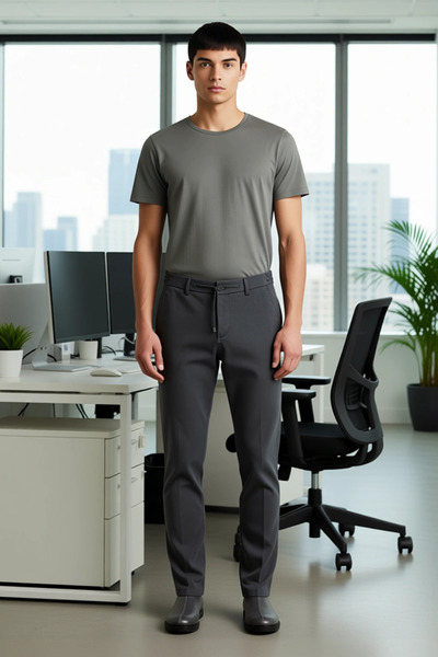 PayBuy Men's Dark Brown Plain Textured Regular Fit Trousers Functional Durable Quality Comfortable Stylish