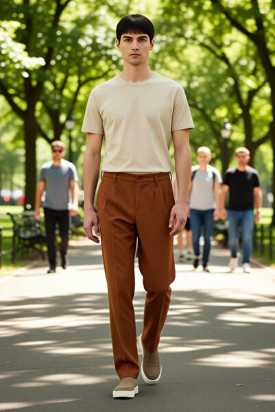 PayBuy Men's Anthracite Pleated Baggy Fit Fabric Trousers Functional Durable Quality Comfortable Stylish