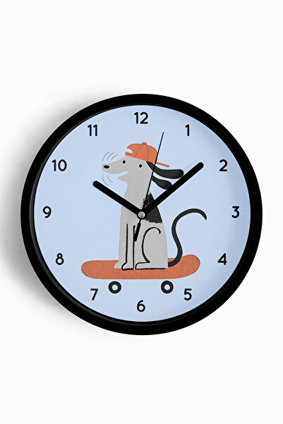 JHAAR Ceas de perete pentru camera copiilor cu câine care face skateboarding ...