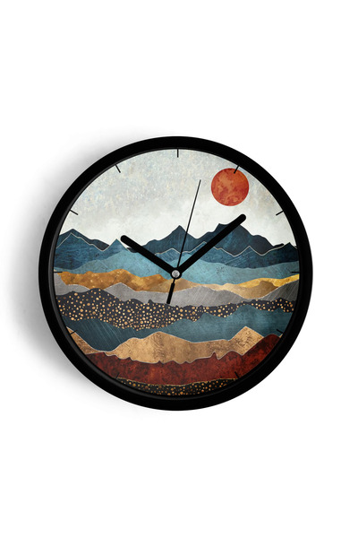 JHAAR Ceas de perete modern cu design abstract - 42 cm - Carcasă neagră cu st...