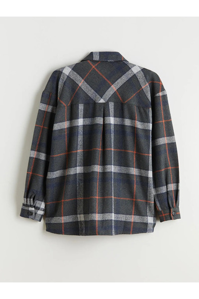 LC Waikiki Lcw Vision Green Plaid Oversized Women's Lumberjack Shirt Jacket