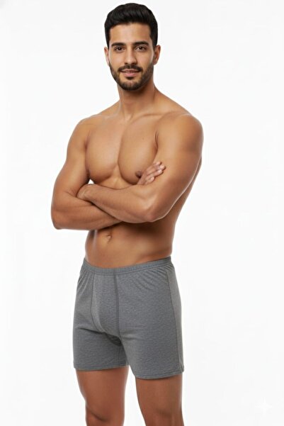 enmodaiçgiyim 15 Pieces Gray 100% Cotton Comfortable Cut Men's Long Underwear Boxer