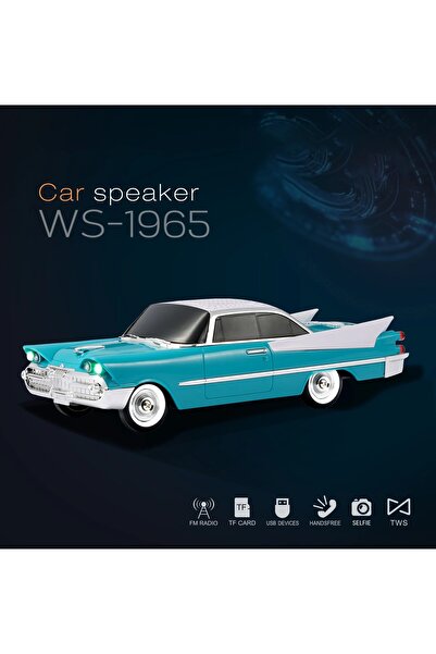 ERMER WS - 1965 Nostaljik Araba Görünümlü Taşınabilir Kablosuz Radyolu Blueto...