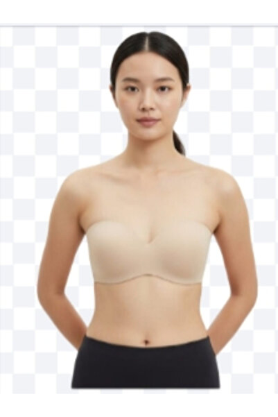 SOSYETEZGAHI Büyük Beden Kadın Toparlayıcı Straplez Sütyen 95g Krem Bütün Kalıp75c