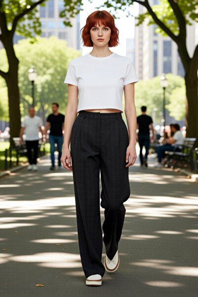 PayBuy Women's Plaid Pattern Wide Leg Woven Pants Functional Durable Quality Comfortable Stylish