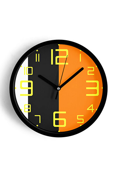 JHAAR ساعة حائط بتصميم عصري - 30 سم - هيكل أسود مع زجاج أمامي - آلية صامتة