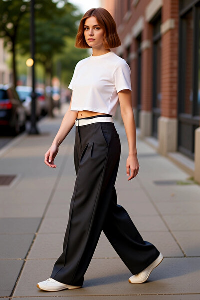 PayBuy Women's Wide-Leg Fabric Pants Additional Fabric Detail Functional Durable Quality Comfortable Stylish