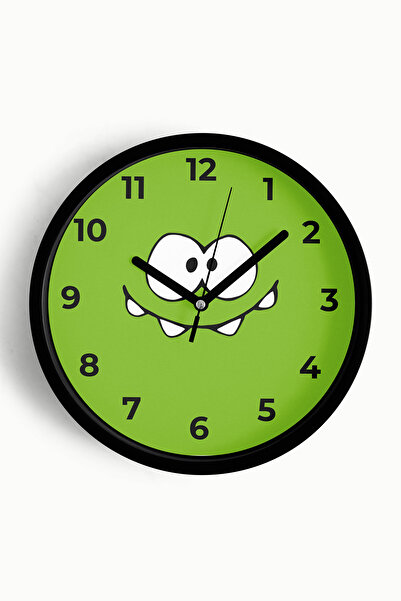 JHAAR Ceas de perete pentru camera copiilor - 42cm - Carcasă neagră cu sticlă...