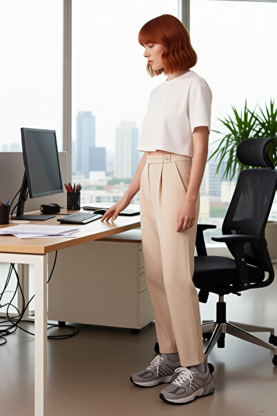 PayBuy Women's Cigarette Woven Fabric Pants High Waist Functional Durable Quality Comfortable Stylish