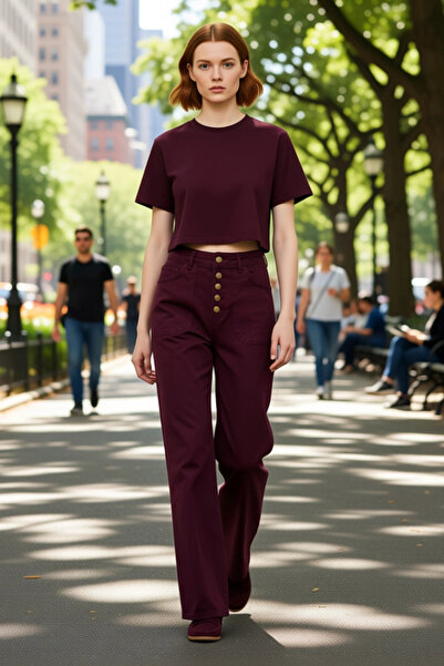 PayBuy Women's Wide Leg Buttoned High Waist Jeans Functional Durable Quality Comfortable Stylish