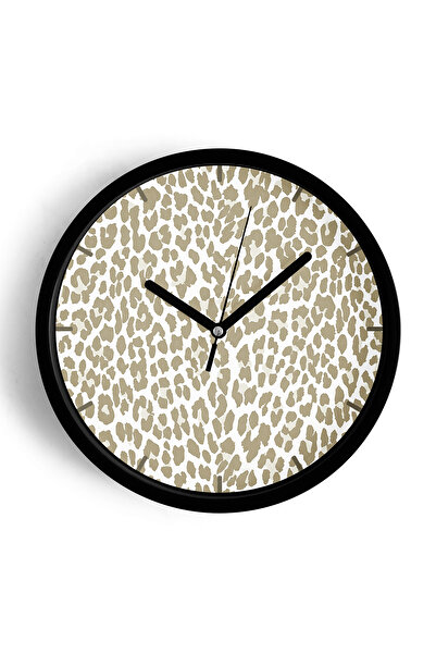 JHAAR Ceas de perete modern cu model leopard abstract - 35 cm - Carcasă neagr...