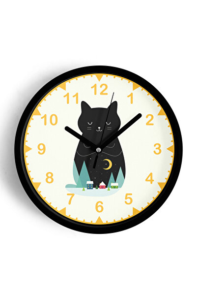 JHAAR Ceas de perete modern cu tematică pisică adorabilă - 42 cm - Carcasă ne...
