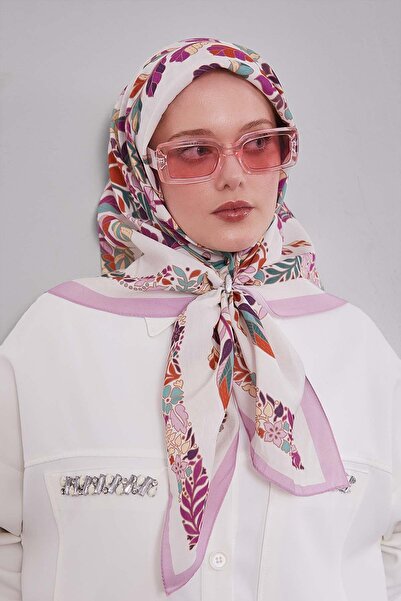 Levidor Pink Flower Leaf Pattern Aura Scarf